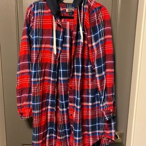 Tommy Hilfiger long plaid shirt with a hood. In fantastic condition.